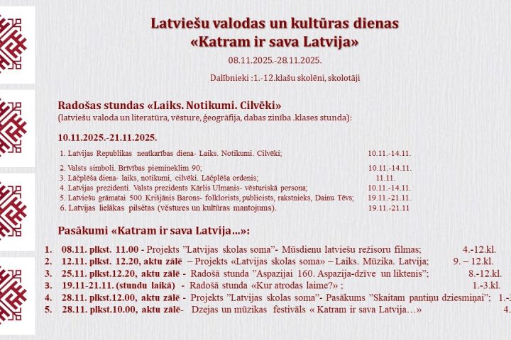 Latviešu valodas un kultūras dienas “Katram ir sava Latvija”
